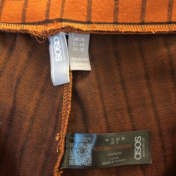 ASOS Wide Leg Culotte Windowpane Pants in Rust - Picture 5 of 6